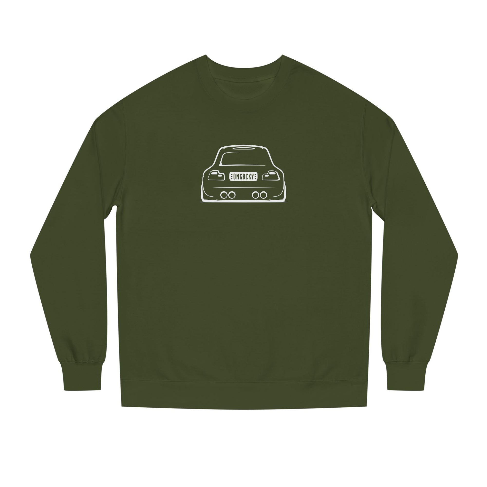 OMGBEKY White Coupe Silhouette Sweatshirt - Unisex Independent Trading Company Crew Neck Fleece Sweatshirt