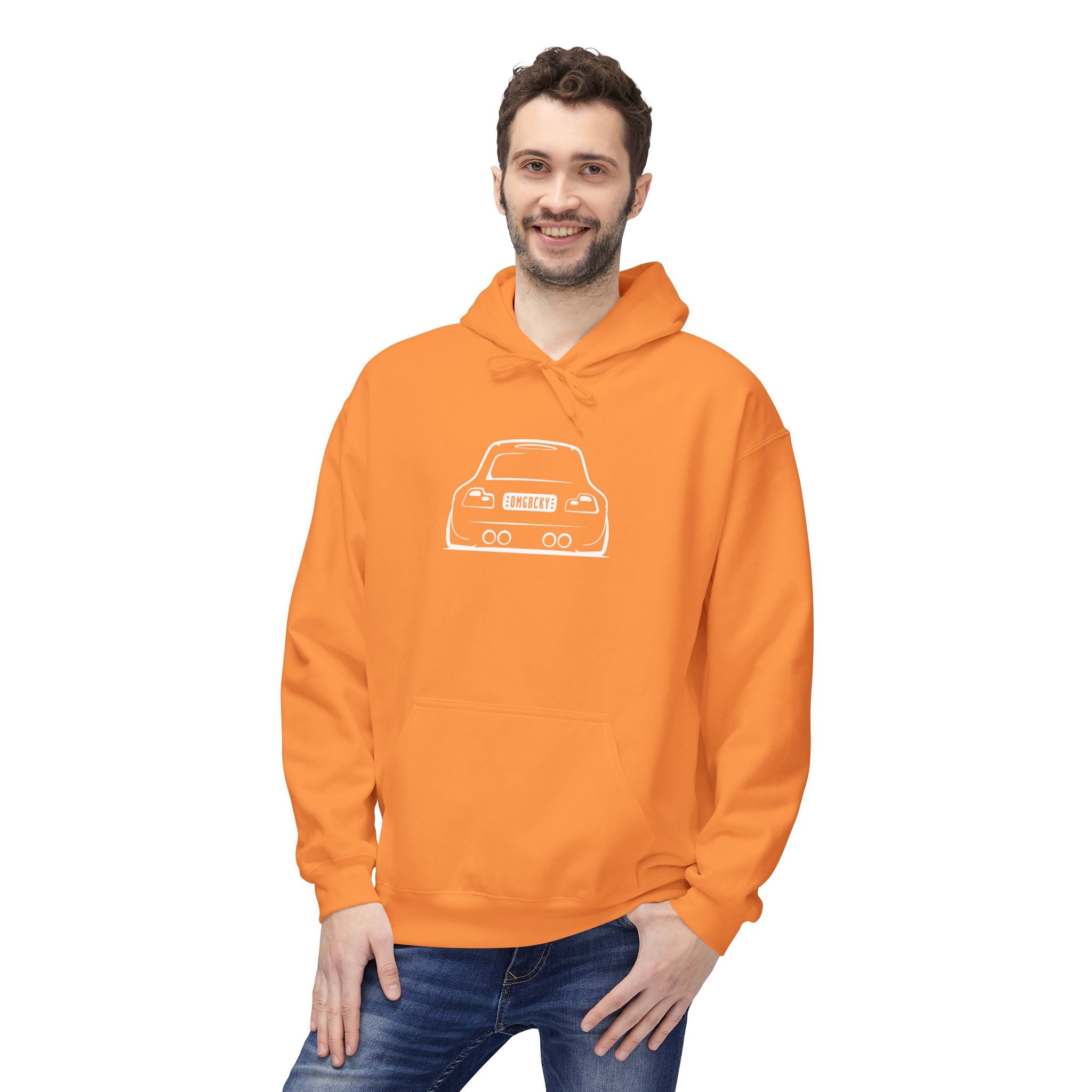 OMGBCKY White Coupe Silhouette Hoodie - Unisex Gildan Classic Softstyle Fleece Drawstring Hoodie
