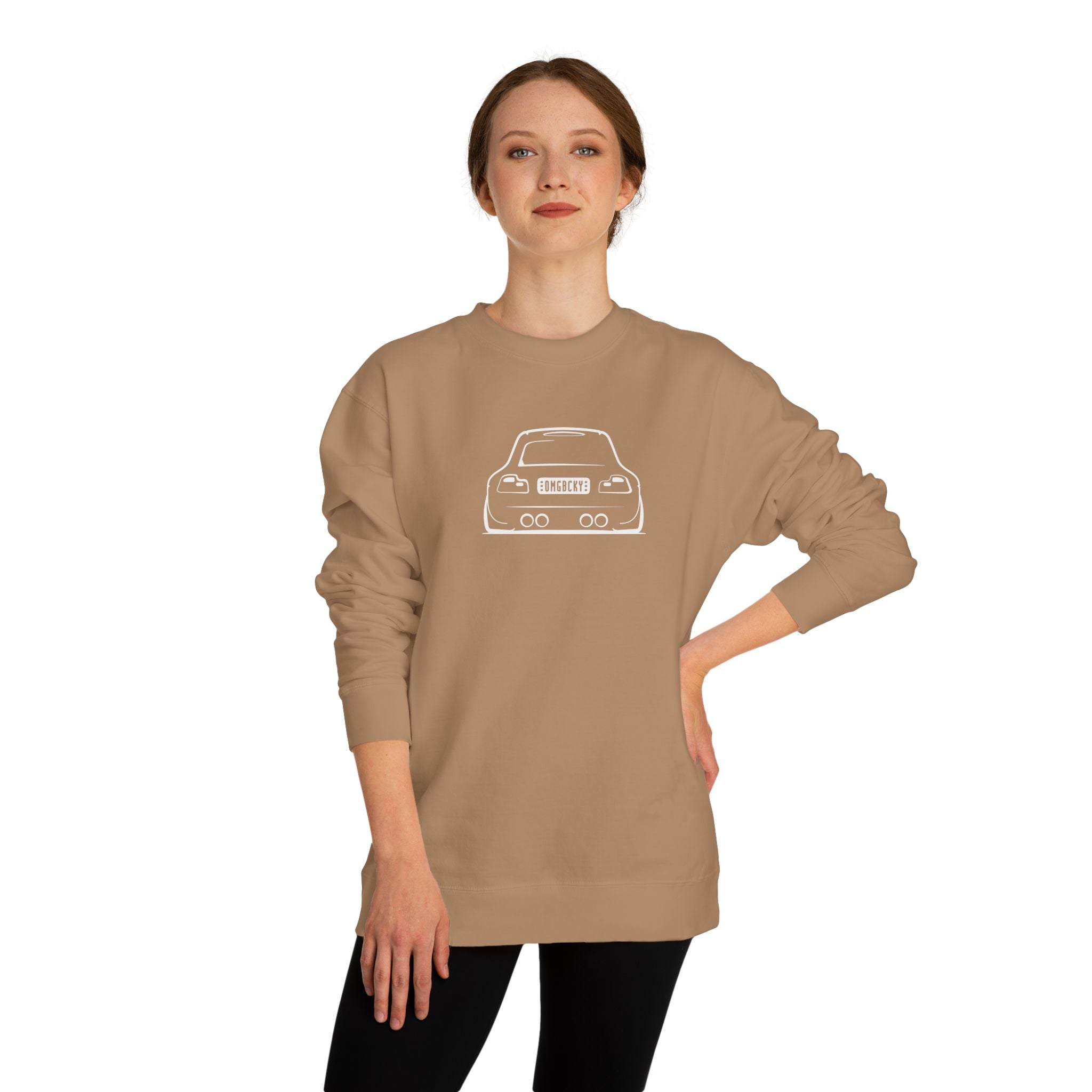OMGBCKY White Coupe Silhouette Sweatshirt - Unisex Independent Trading Company Crew Neck Fleece Sweatshirt