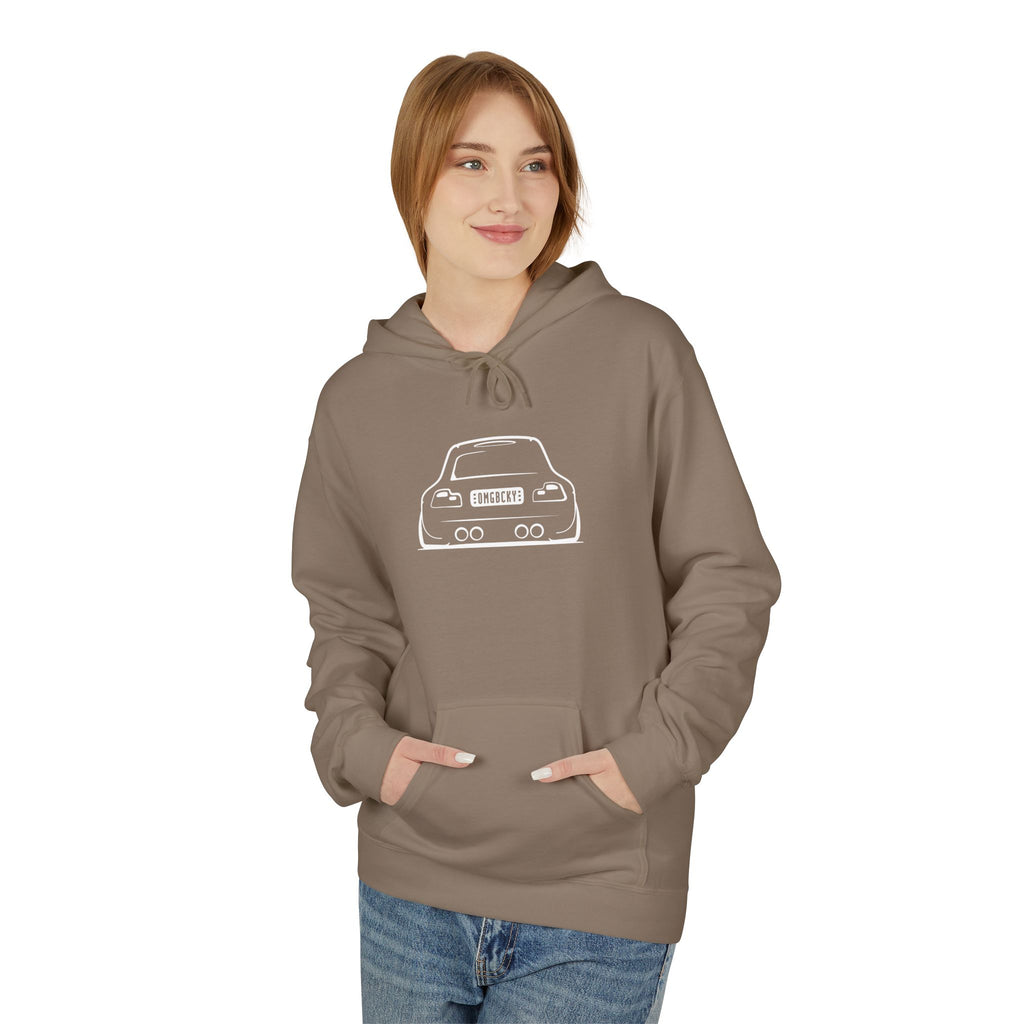 OMGBCKY White Coupe Silhouette Hoodie - Unisex Gildan Classic Softstyle Fleece Drawstring Hoodie