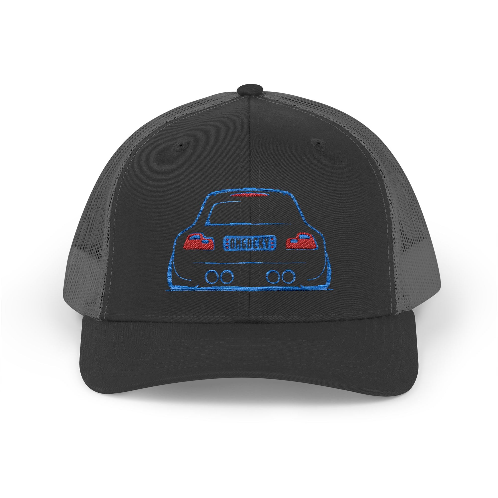OMGBEKY Coupe Snapback Trucker Cap - Trucker Hat with Embroidered Car Design