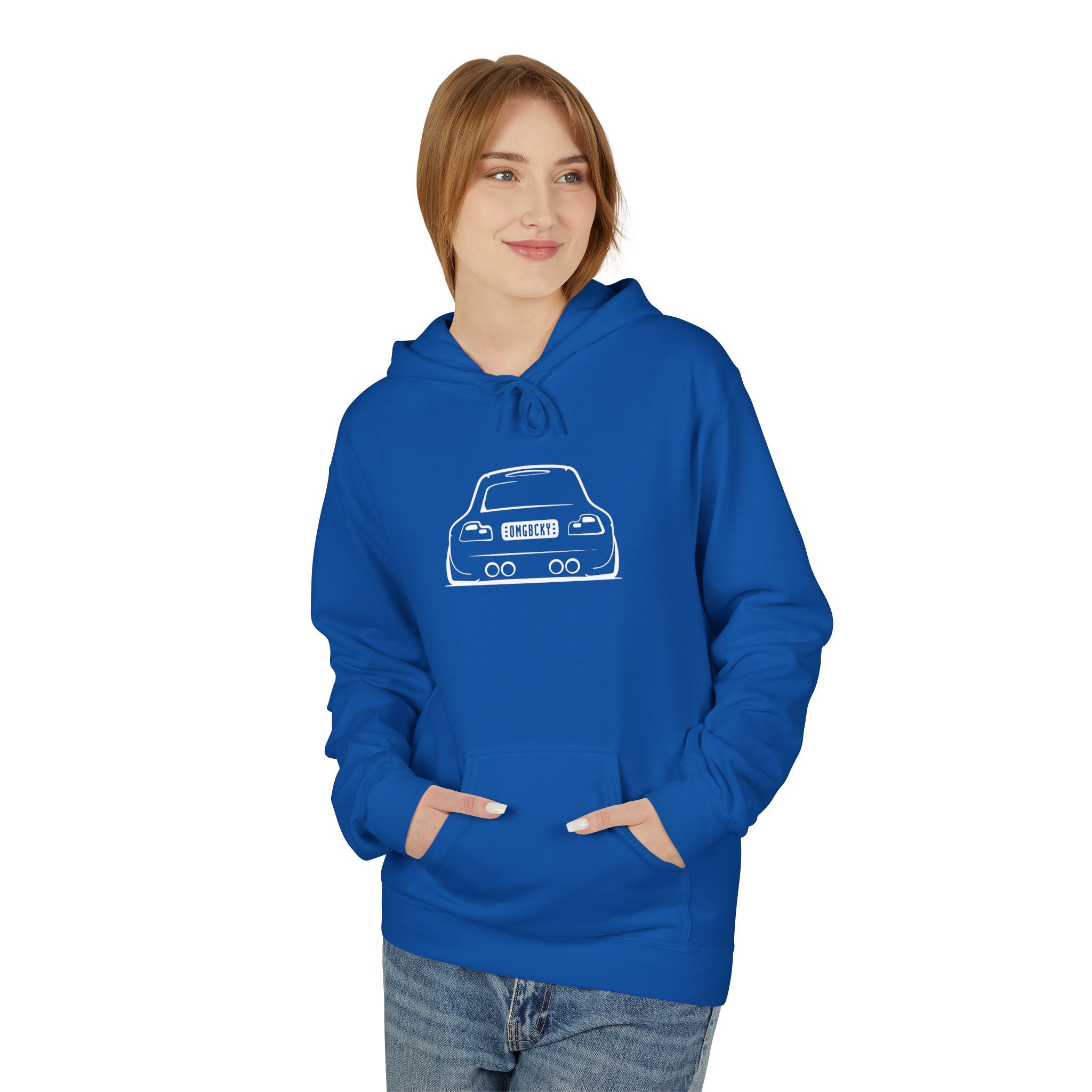 OMGBCKY White Coupe Silhouette Hoodie - Unisex Gildan Classic Softstyle Fleece Drawstring Hoodie