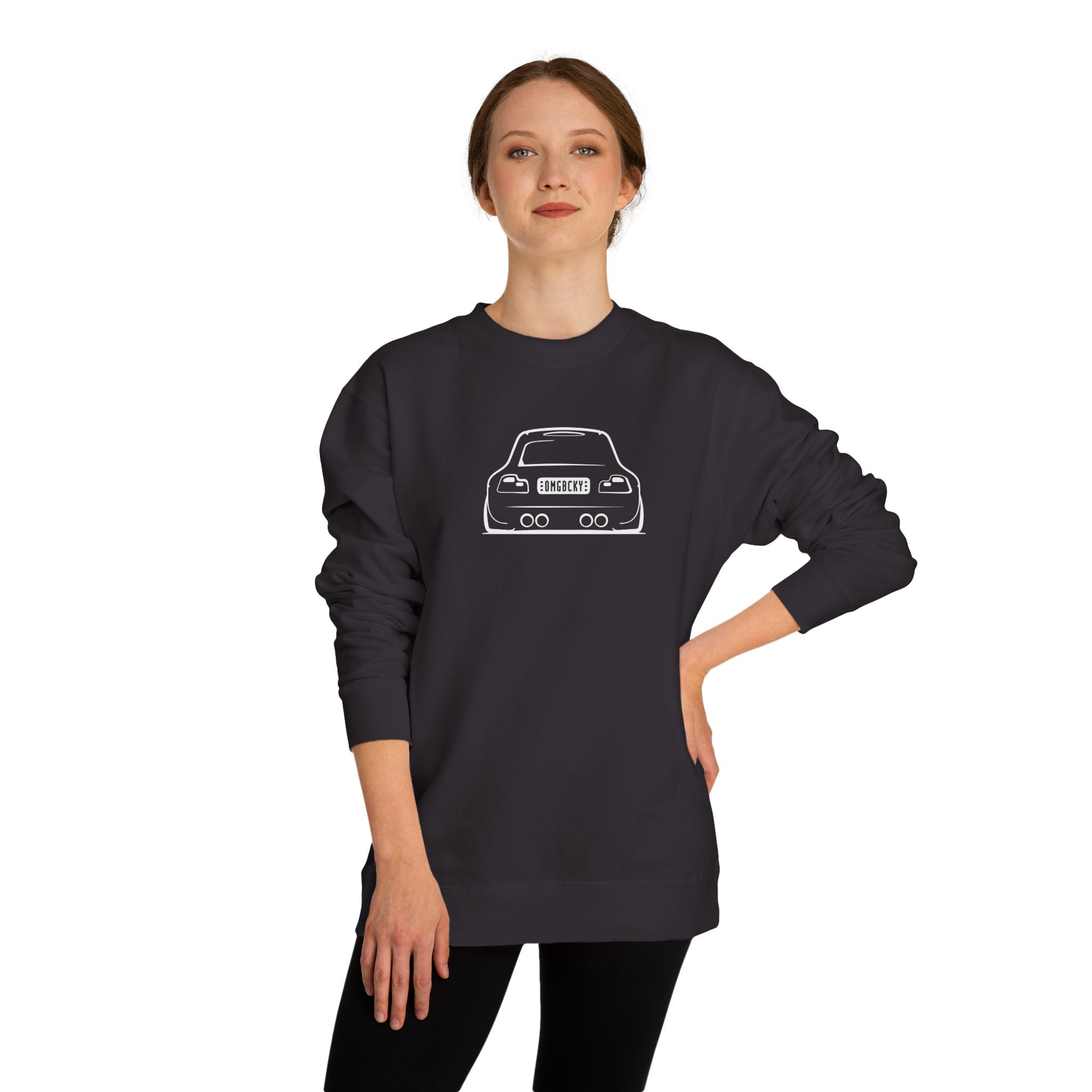 OMGBCKY White Coupe Silhouette Sweatshirt - Unisex Independent Trading Company Crew Neck Fleece Sweatshirt