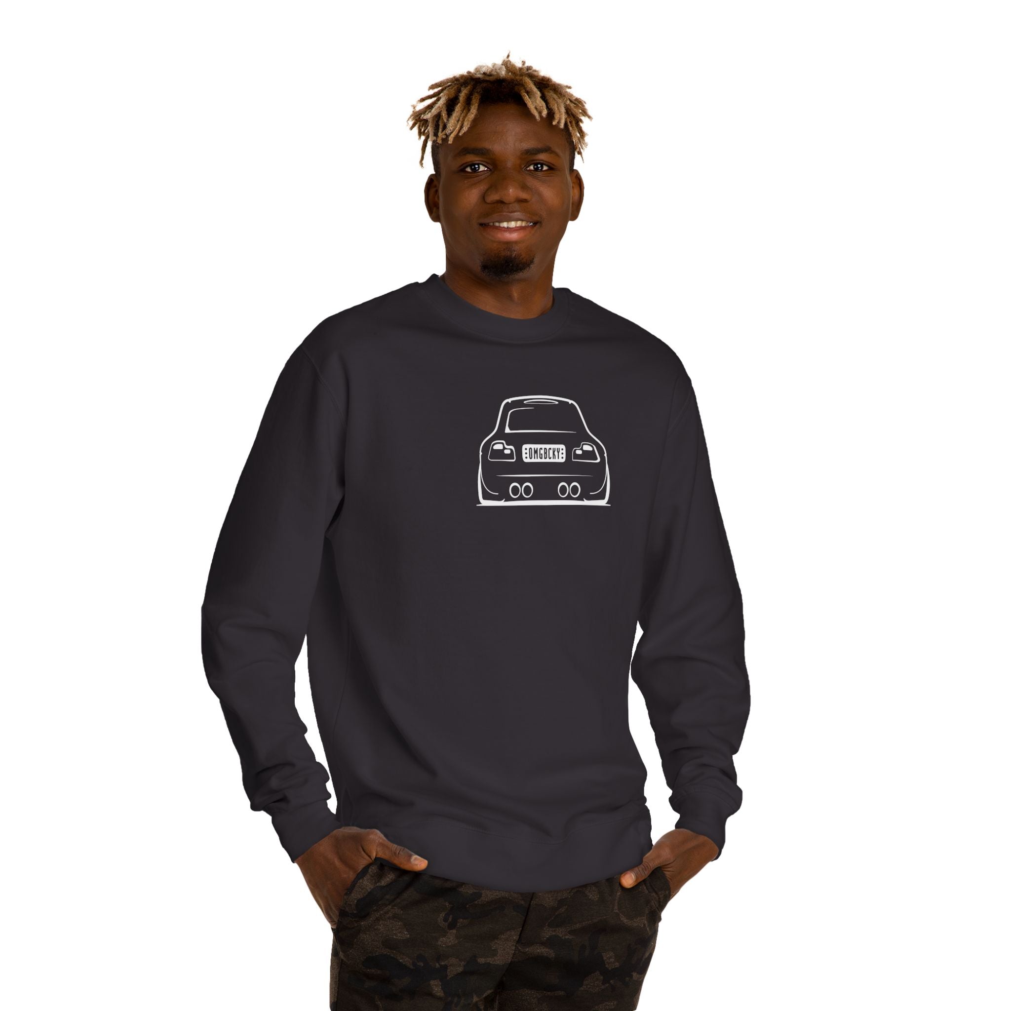 OMGBCKY White Coupe Silhouette Sweatshirt - Unisex Independent Trading Company Crew Neck Fleece Sweatshirt