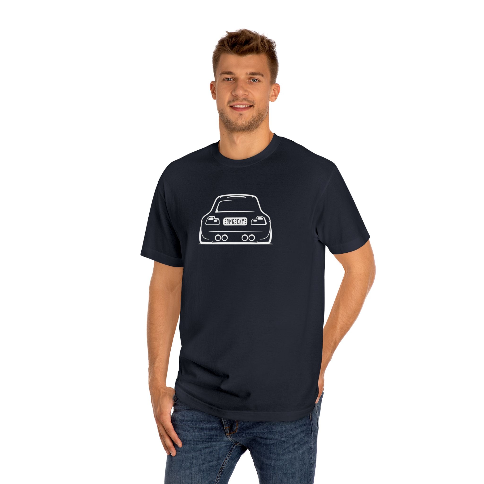 OMGBCKY White Coupe Silhouette Tee - Unisex American Apparel Classic T-Shirt