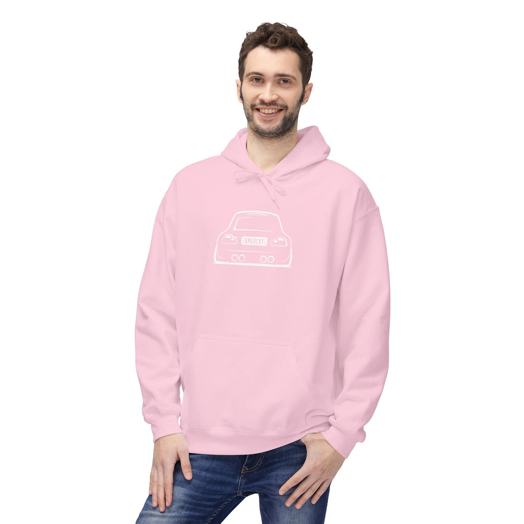 OMGBCKY White Coupe Silhouette Hoodie - Unisex Gildan Classic Softstyle Fleece Drawstring Hoodie