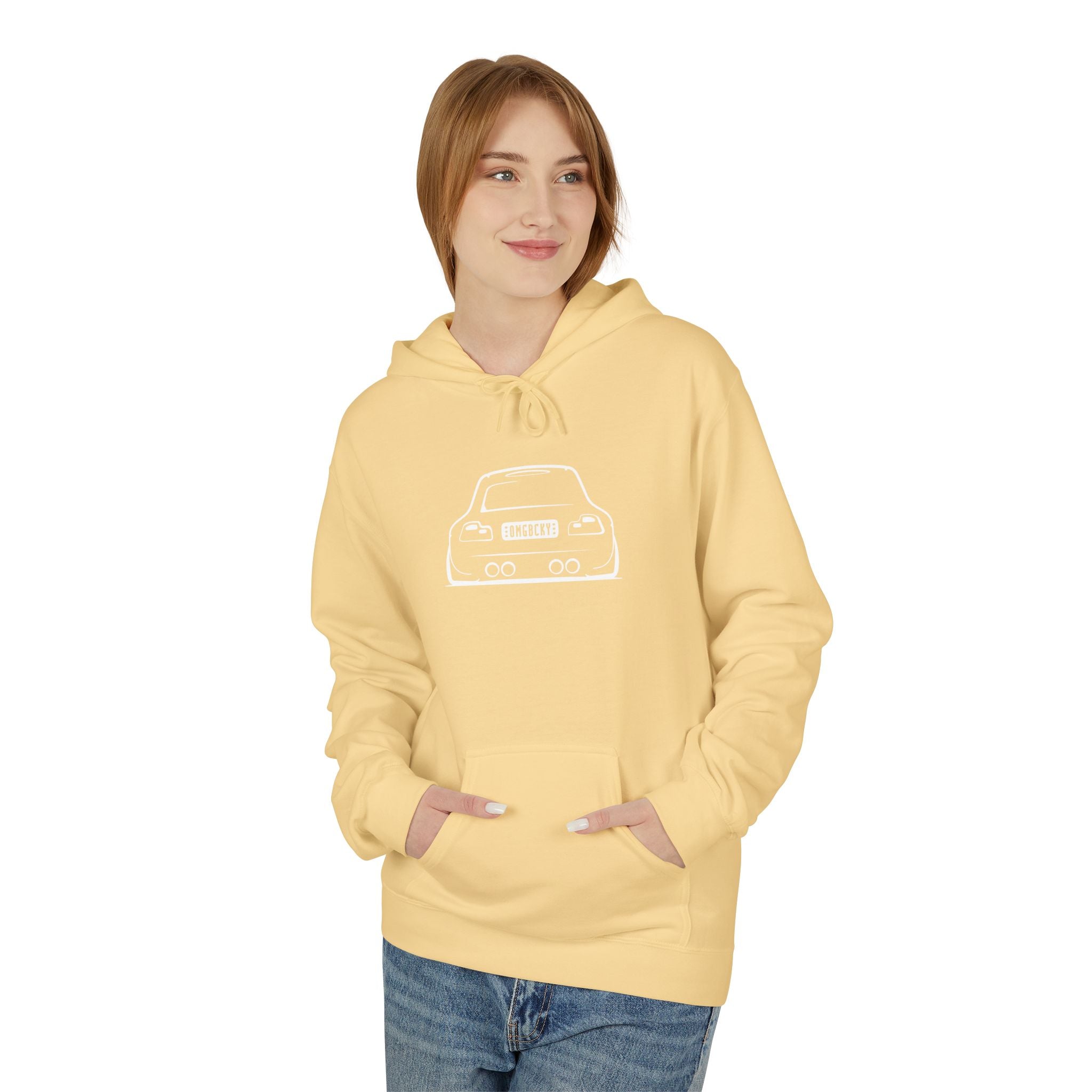 OMGBCKY White Coupe Silhouette Hoodie - Unisex Gildan Classic Softstyle Fleece Drawstring Hoodie