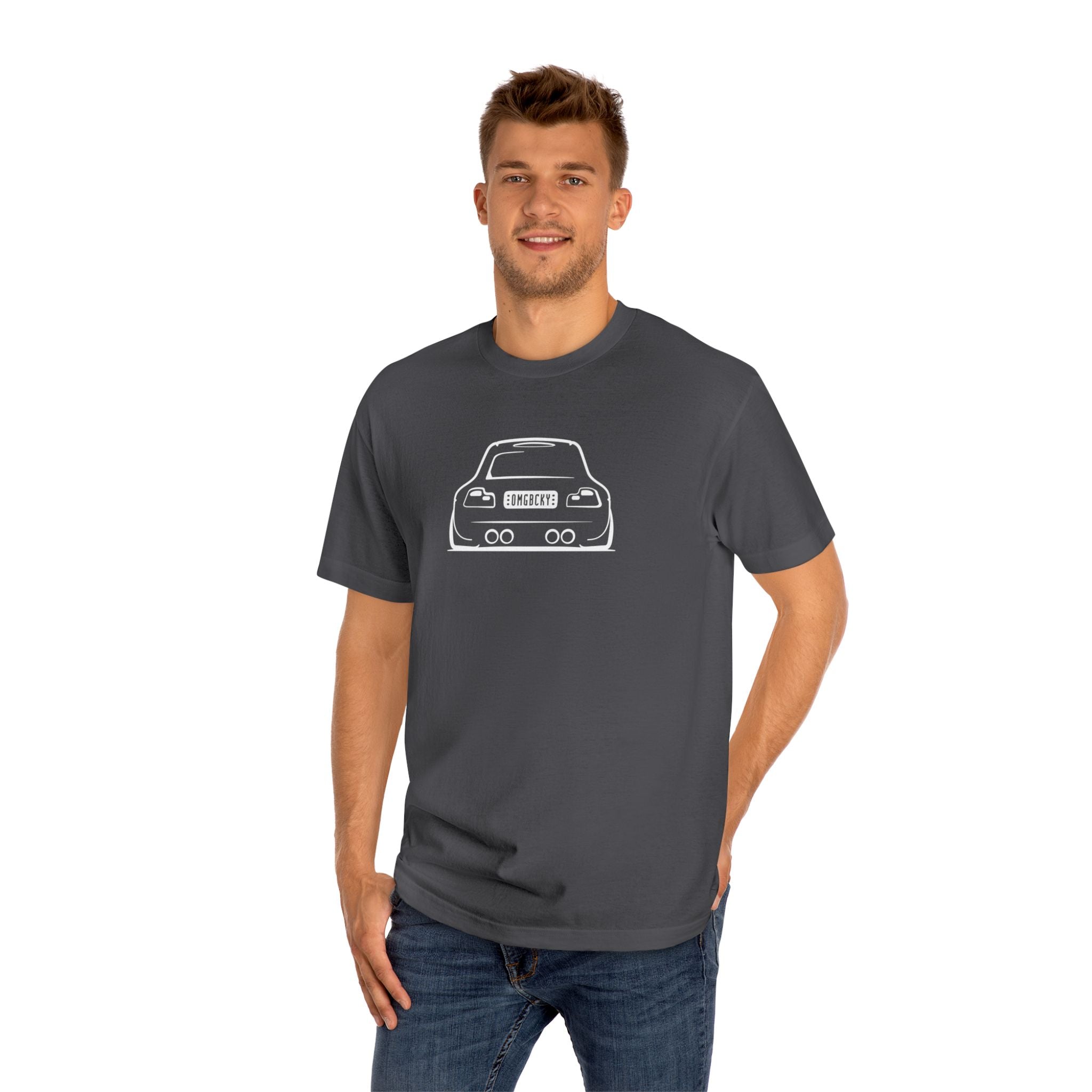 OMGBCKY White Coupe Silhouette Tee - Unisex American Apparel Classic T-Shirt