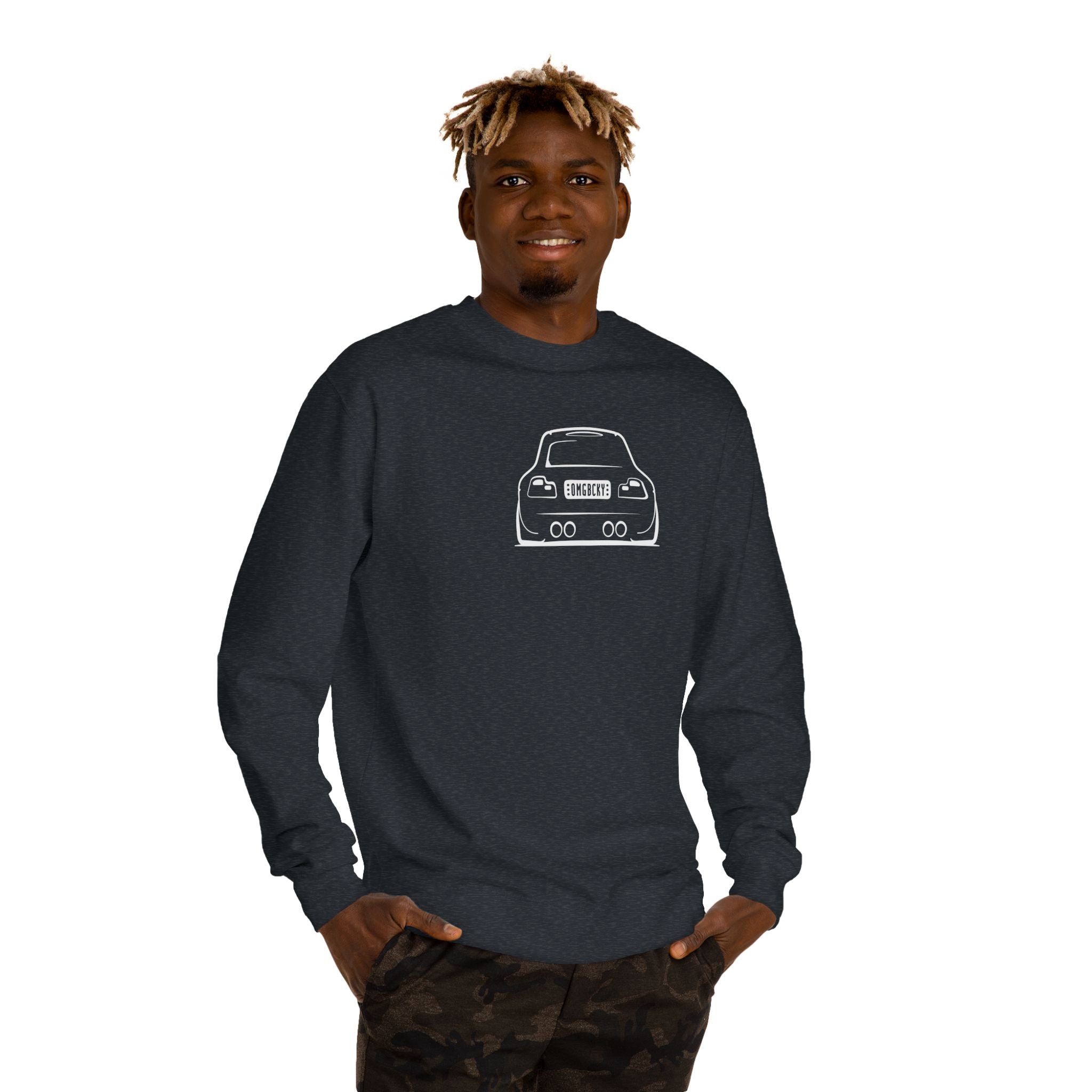 OMGBCKY White Coupe Silhouette Sweatshirt - Unisex Independent Trading Company Crew Neck Fleece Sweatshirt