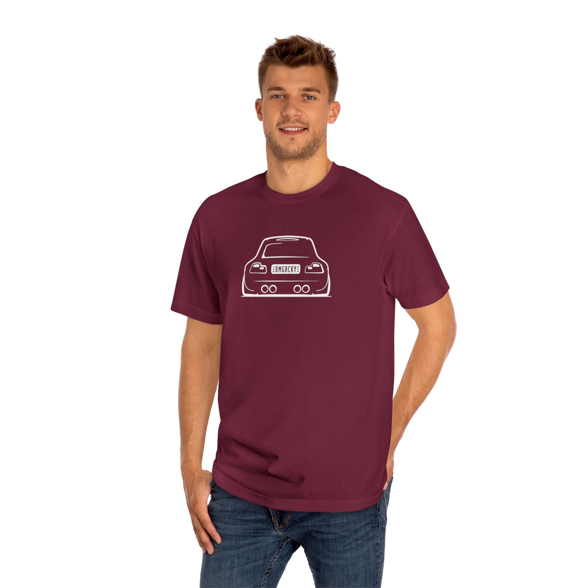 OMGBCKY White Coupe Silhouette Tee - Unisex American Apparel Classic T-Shirt