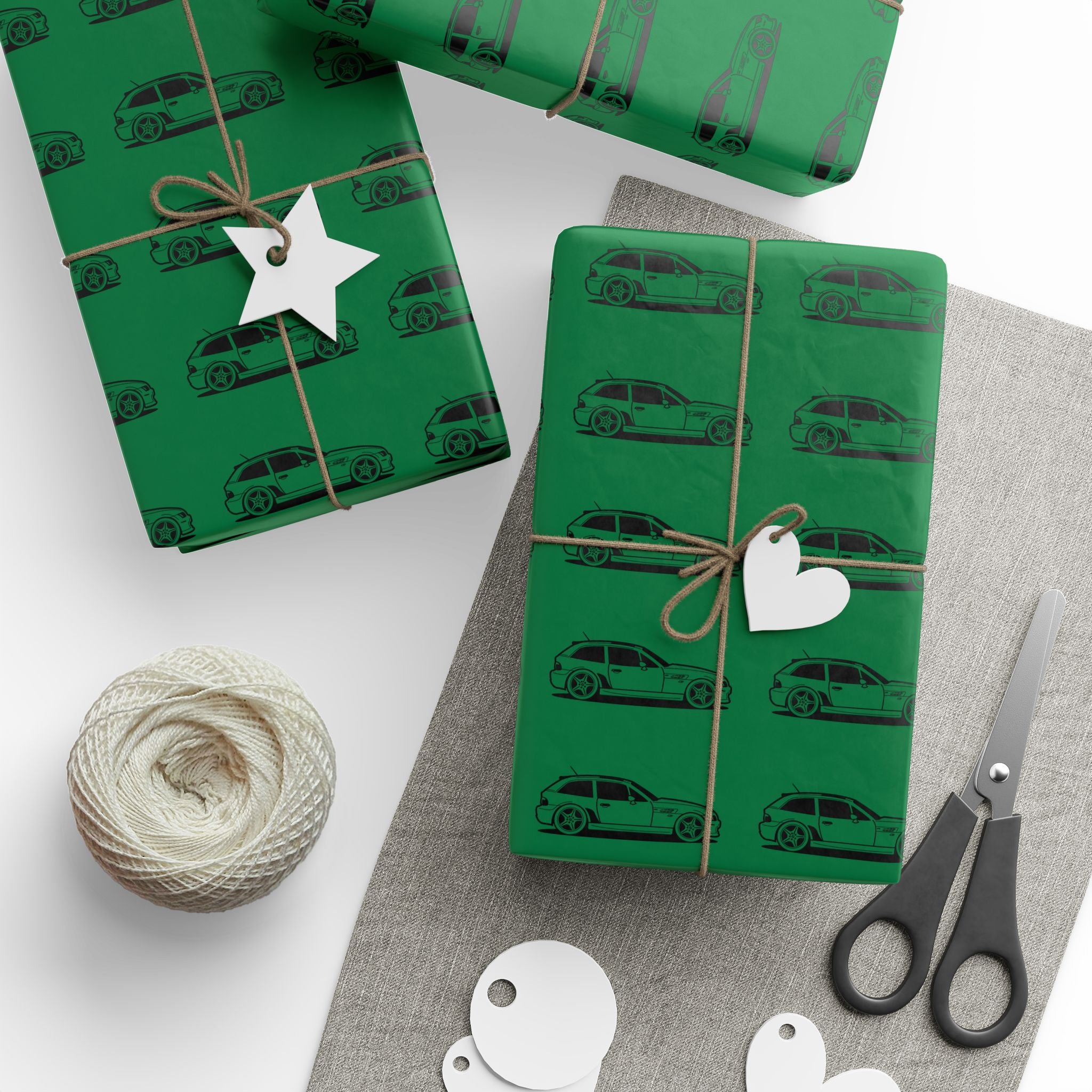 M Coupe Wrapping Paper | Green | Three Sizes | Glossy or Matte