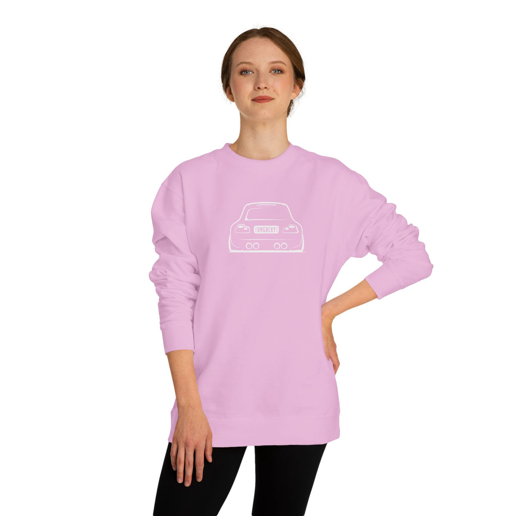 OMGBCKY White Coupe Silhouette Sweatshirt - Unisex Independent Trading Company Crew Neck Fleece Sweatshirt