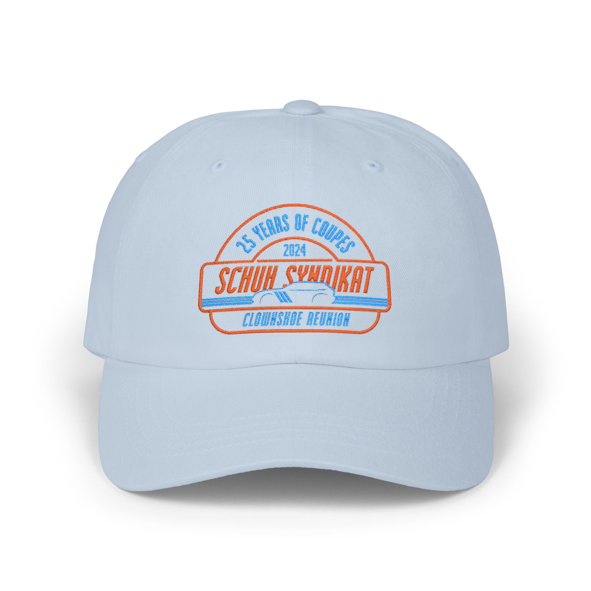 25 Years of Coupes - Schuh Syndikat Clownshoe Reunion Classic Cap - Baseball Hat with Embroidered Car Design