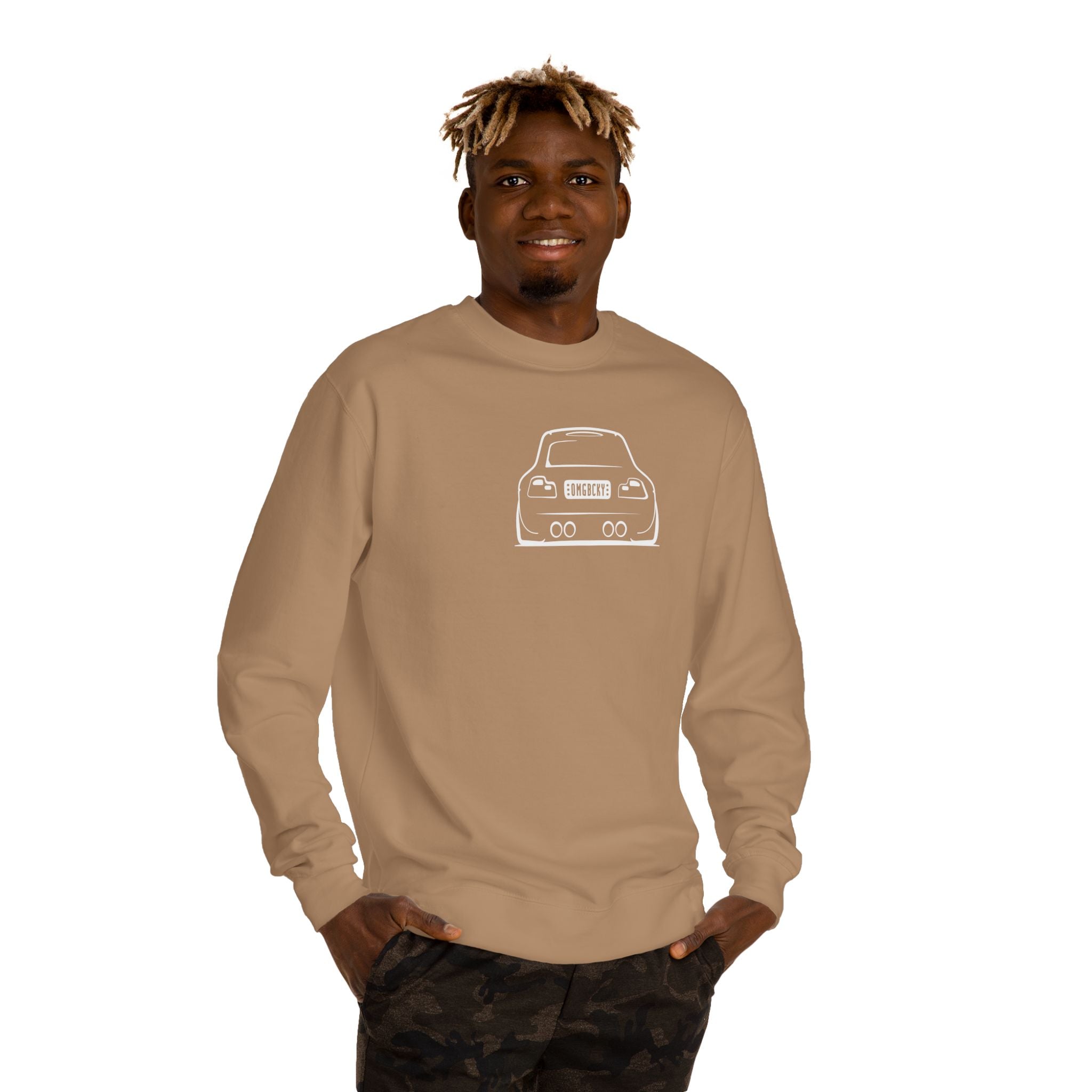 OMGBCKY White Coupe Silhouette Sweatshirt - Unisex Independent Trading Company Crew Neck Fleece Sweatshirt