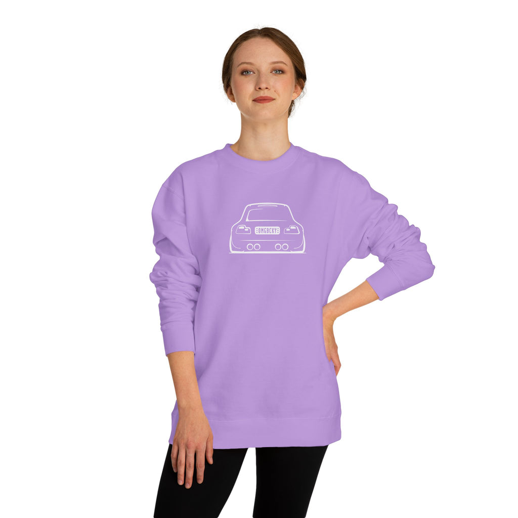 OMGBCKY White Coupe Silhouette Sweatshirt - Unisex Independent Trading Company Crew Neck Fleece Sweatshirt