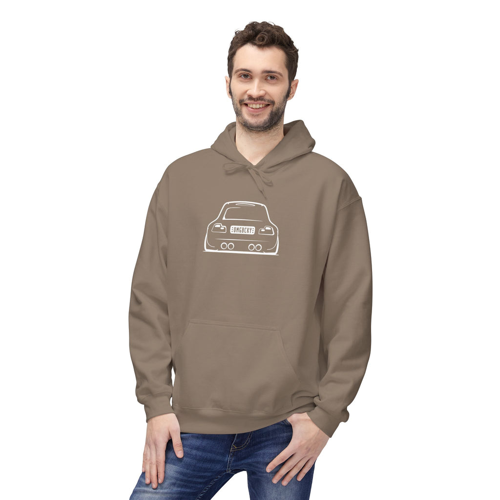 OMGBCKY White Coupe Silhouette Hoodie - Unisex Gildan Classic Softstyle Fleece Drawstring Hoodie