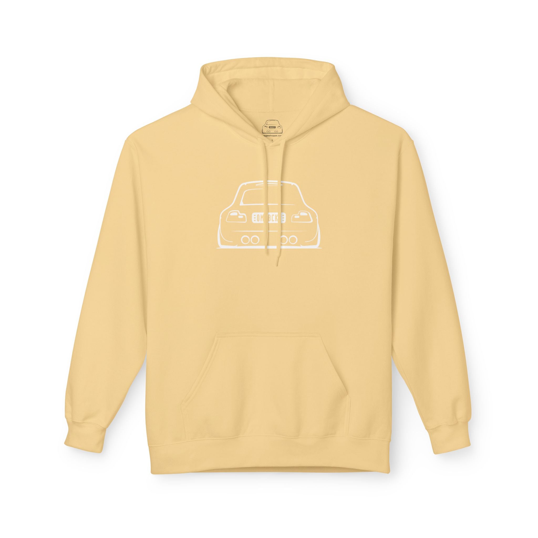 OMGBCKY White Coupe Silhouette Hoodie - Unisex Gildan Classic Softstyle Fleece Drawstring Hoodie