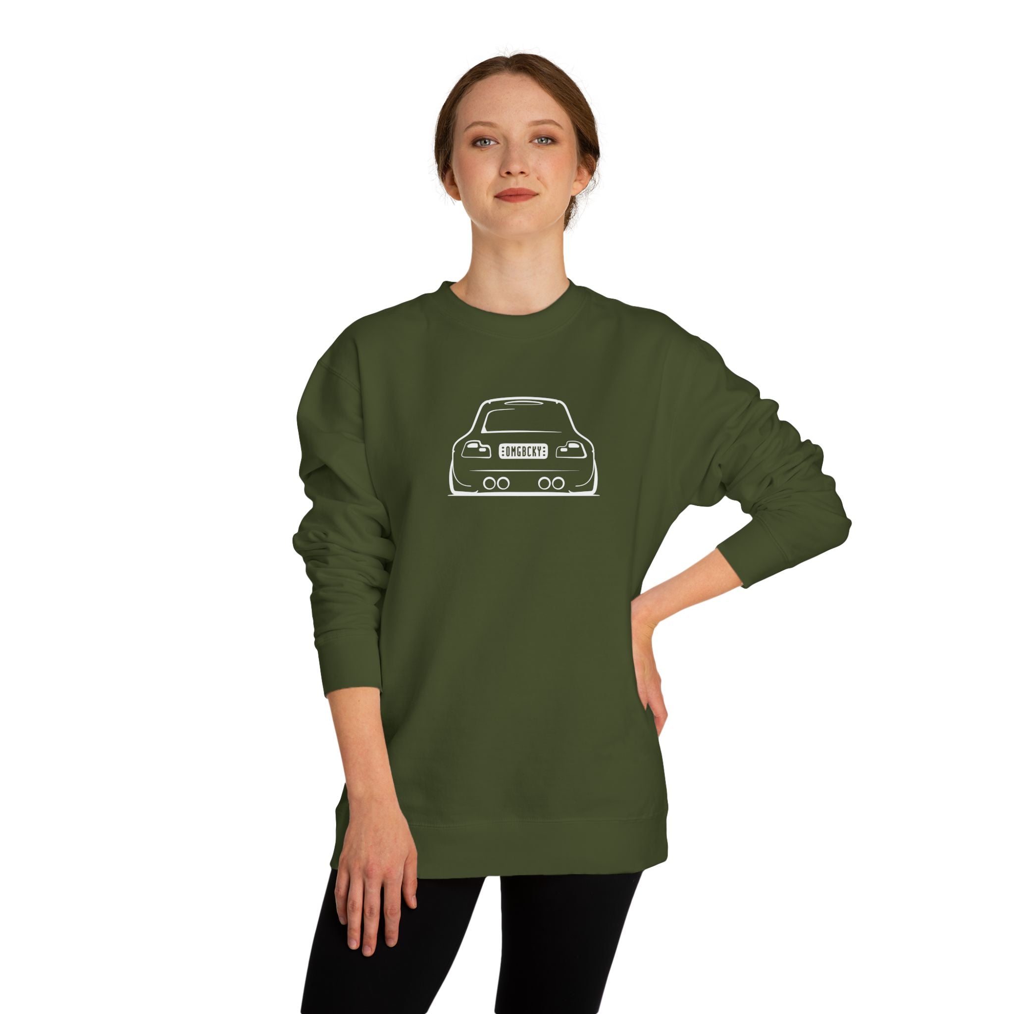 OMGBCKY White Coupe Silhouette Sweatshirt - Unisex Independent Trading Company Crew Neck Fleece Sweatshirt