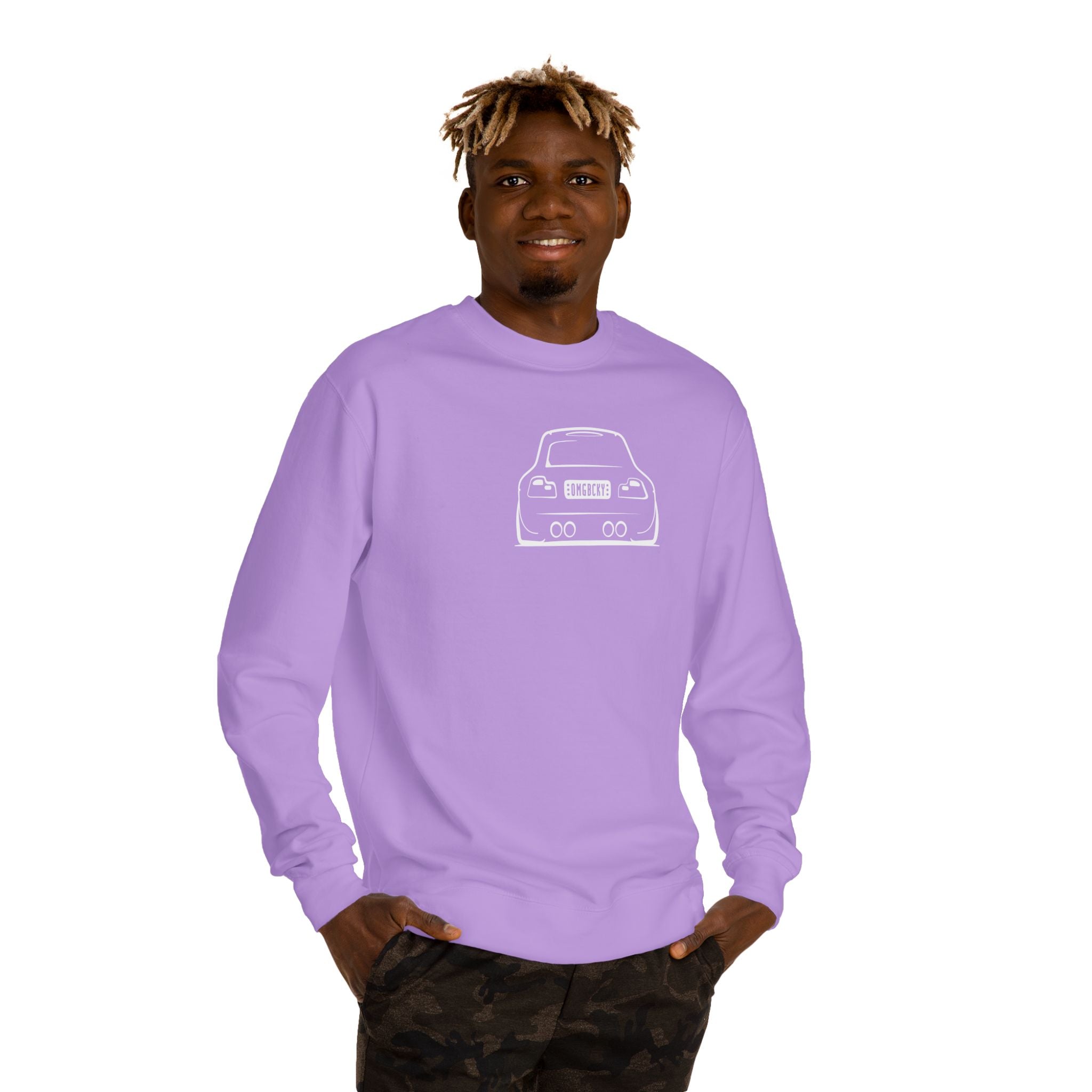 OMGBCKY White Coupe Silhouette Sweatshirt - Unisex Independent Trading Company Crew Neck Fleece Sweatshirt