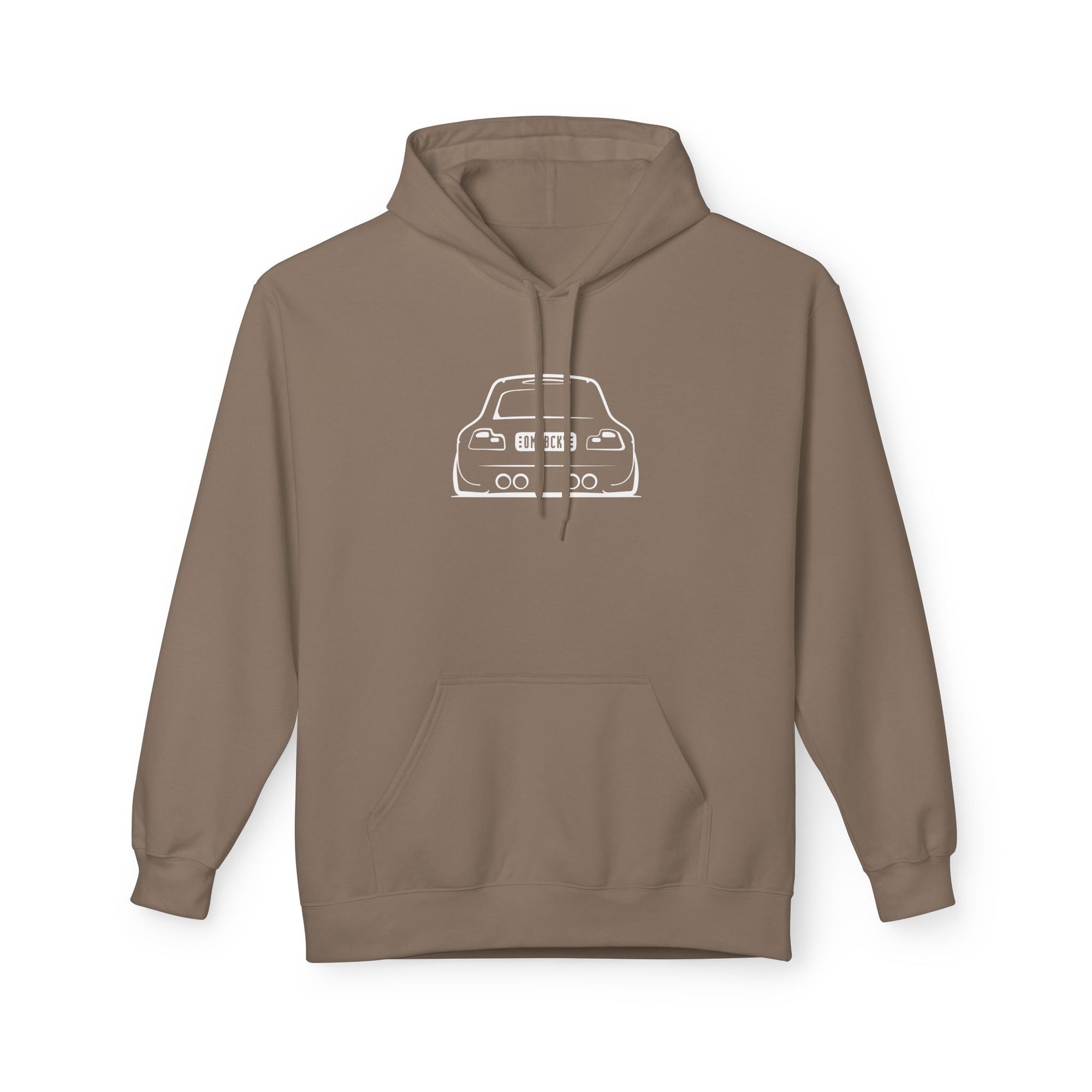 OMGBEKY White Coupe Silhouette Hoodie - Unisex Gildan Classic Softstyle Fleece Drawstring Hoodie