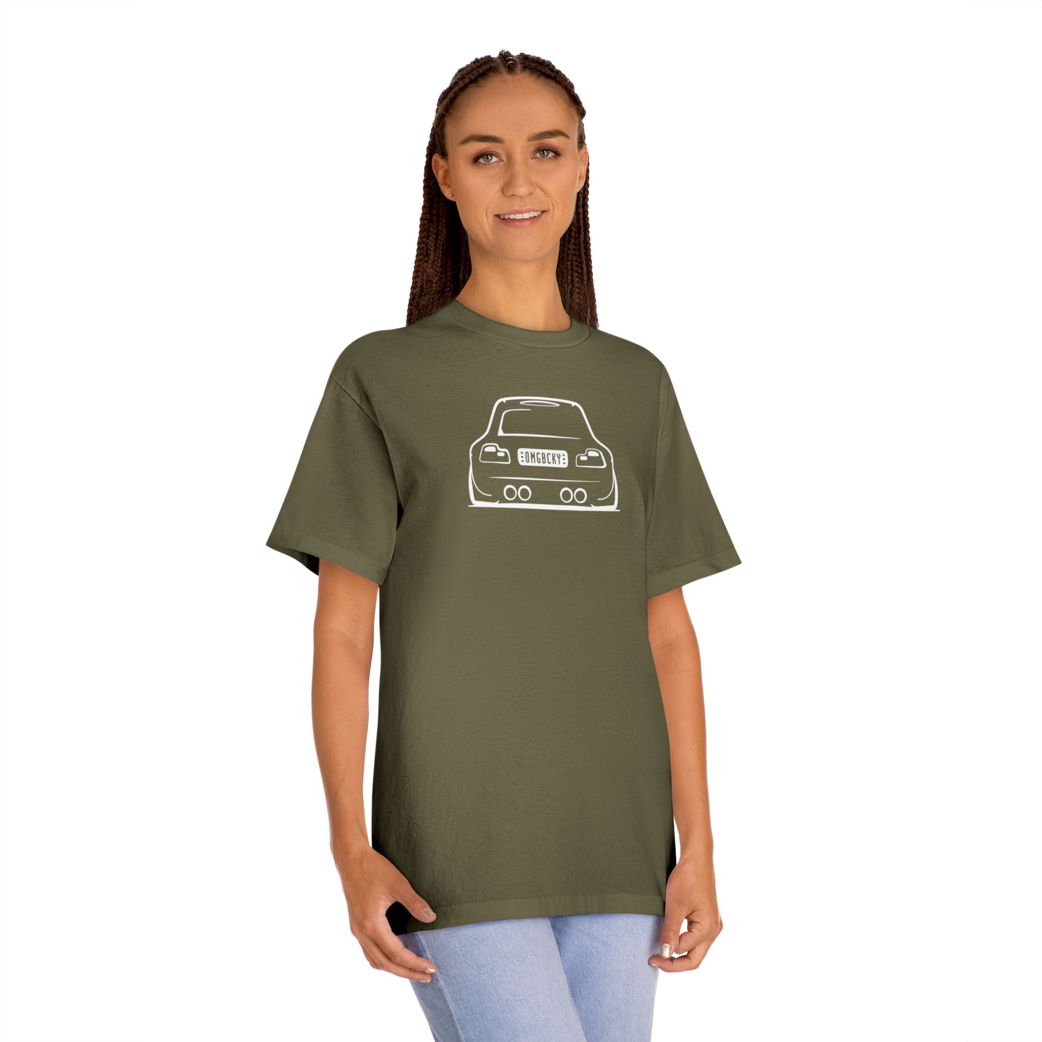 OMGBCKY White Coupe Silhouette Tee - Unisex American Apparel Classic T-Shirt