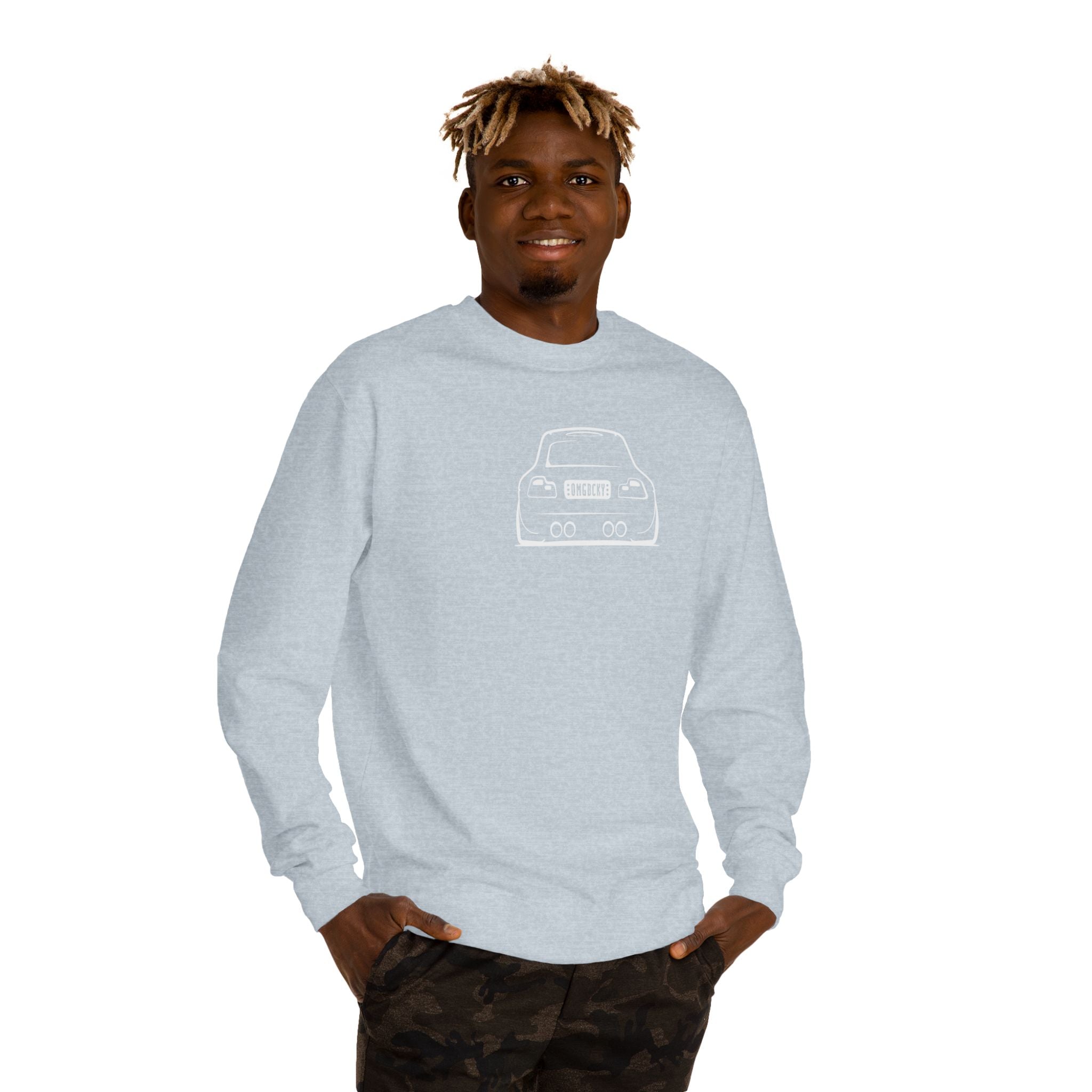 OMGBCKY White Coupe Silhouette Sweatshirt - Unisex Independent Trading Company Crew Neck Fleece Sweatshirt