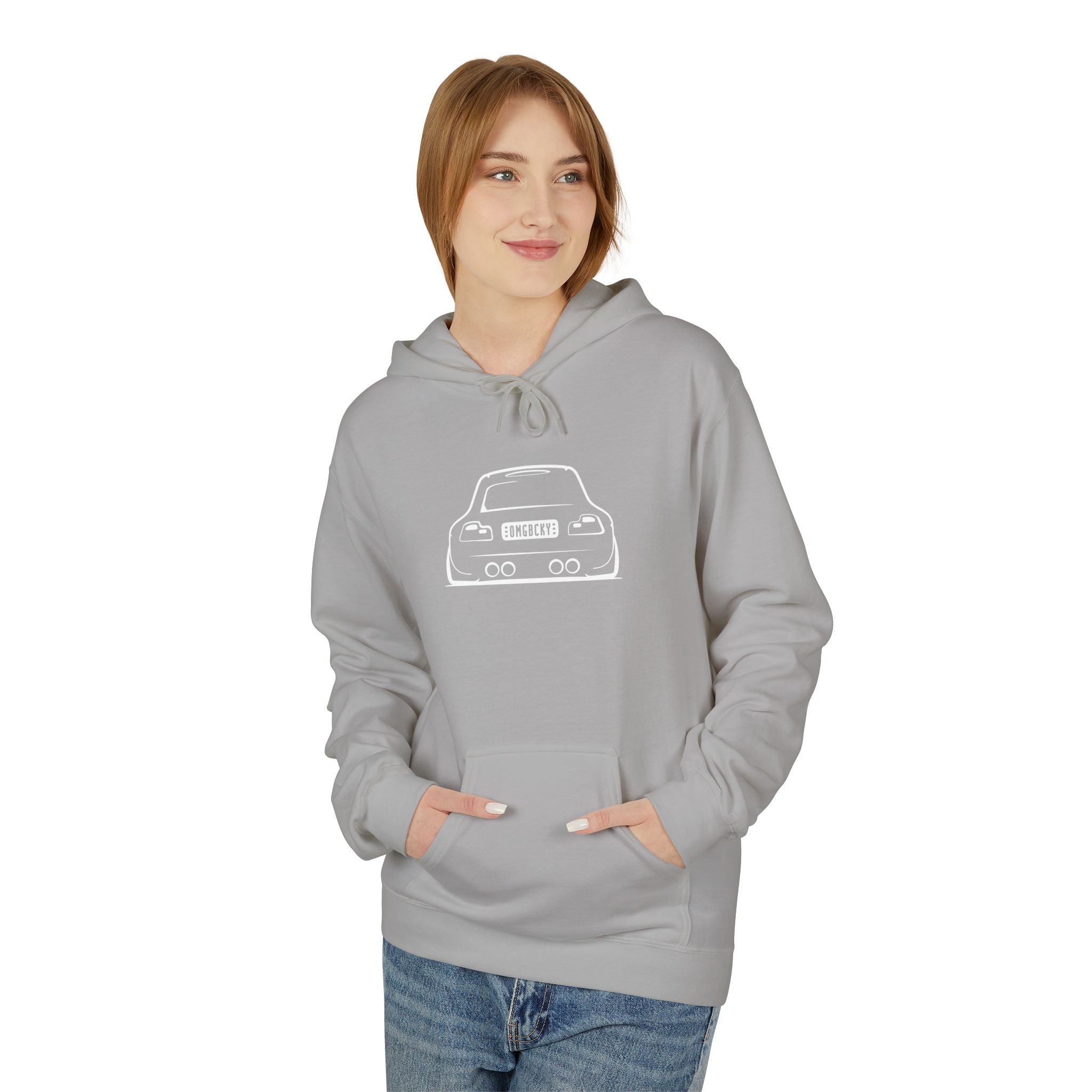OMGBCKY White Coupe Silhouette Hoodie - Unisex Gildan Classic Softstyle Fleece Drawstring Hoodie