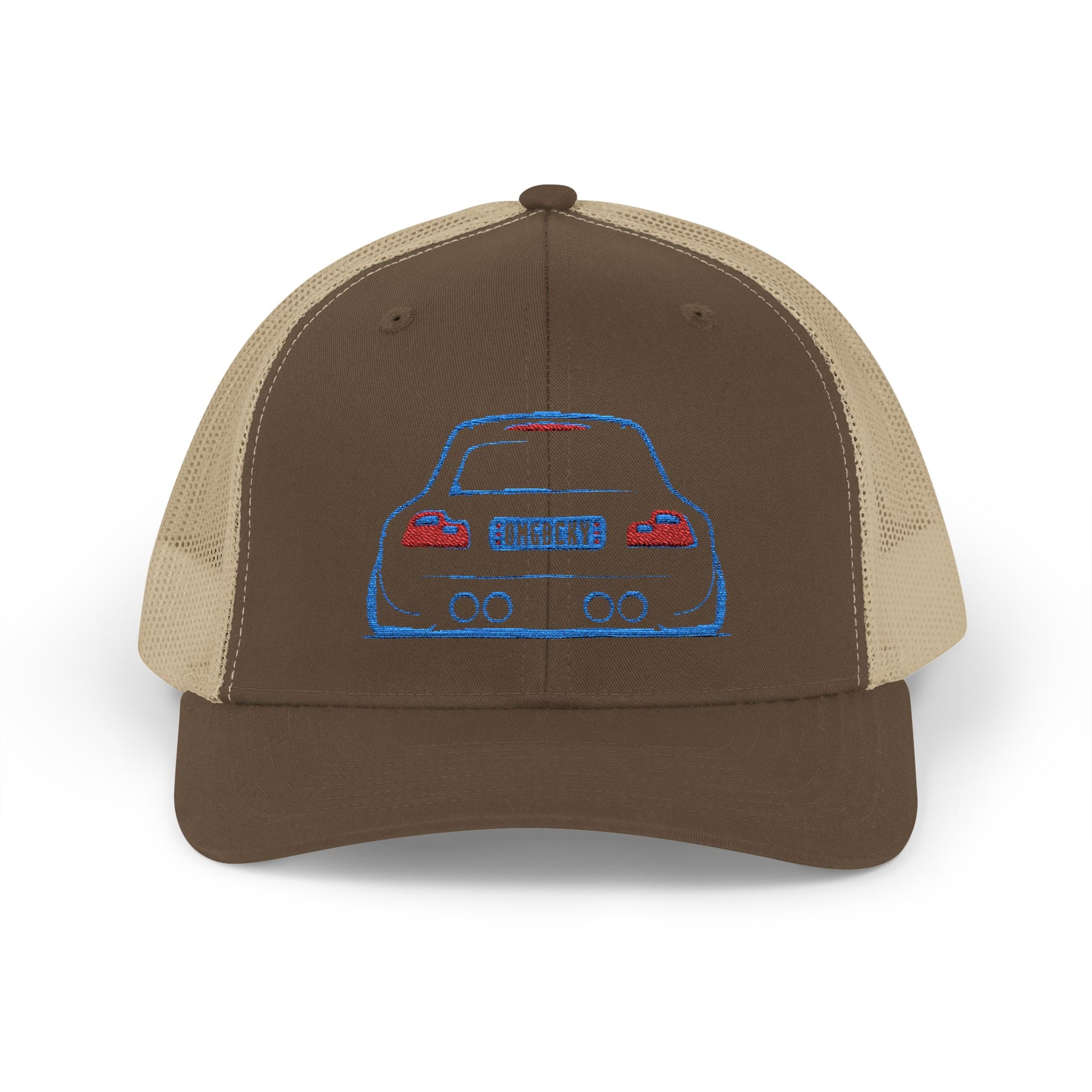 OMGBEKY Coupe Snapback Trucker Cap - Trucker Hat with Embroidered Car Design