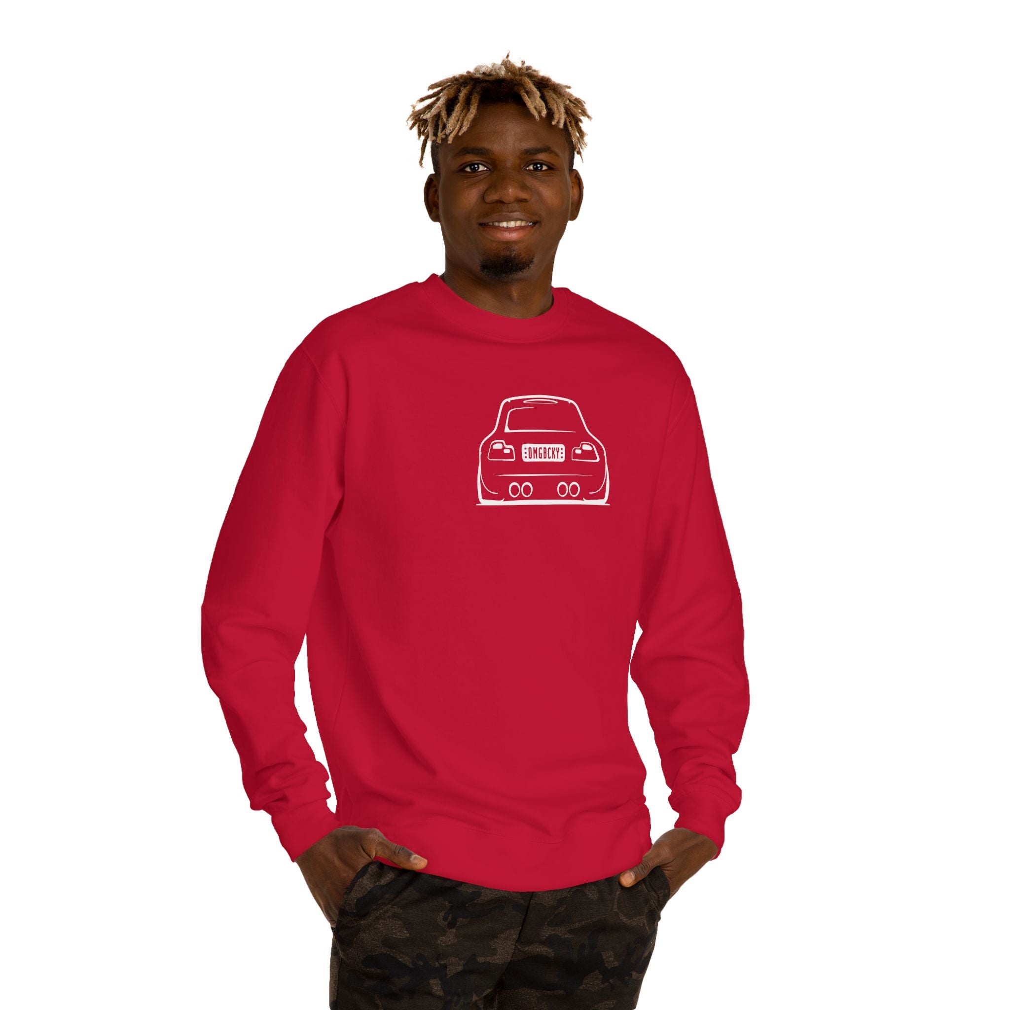 OMGBCKY White Coupe Silhouette Sweatshirt - Unisex Independent Trading Company Crew Neck Fleece Sweatshirt