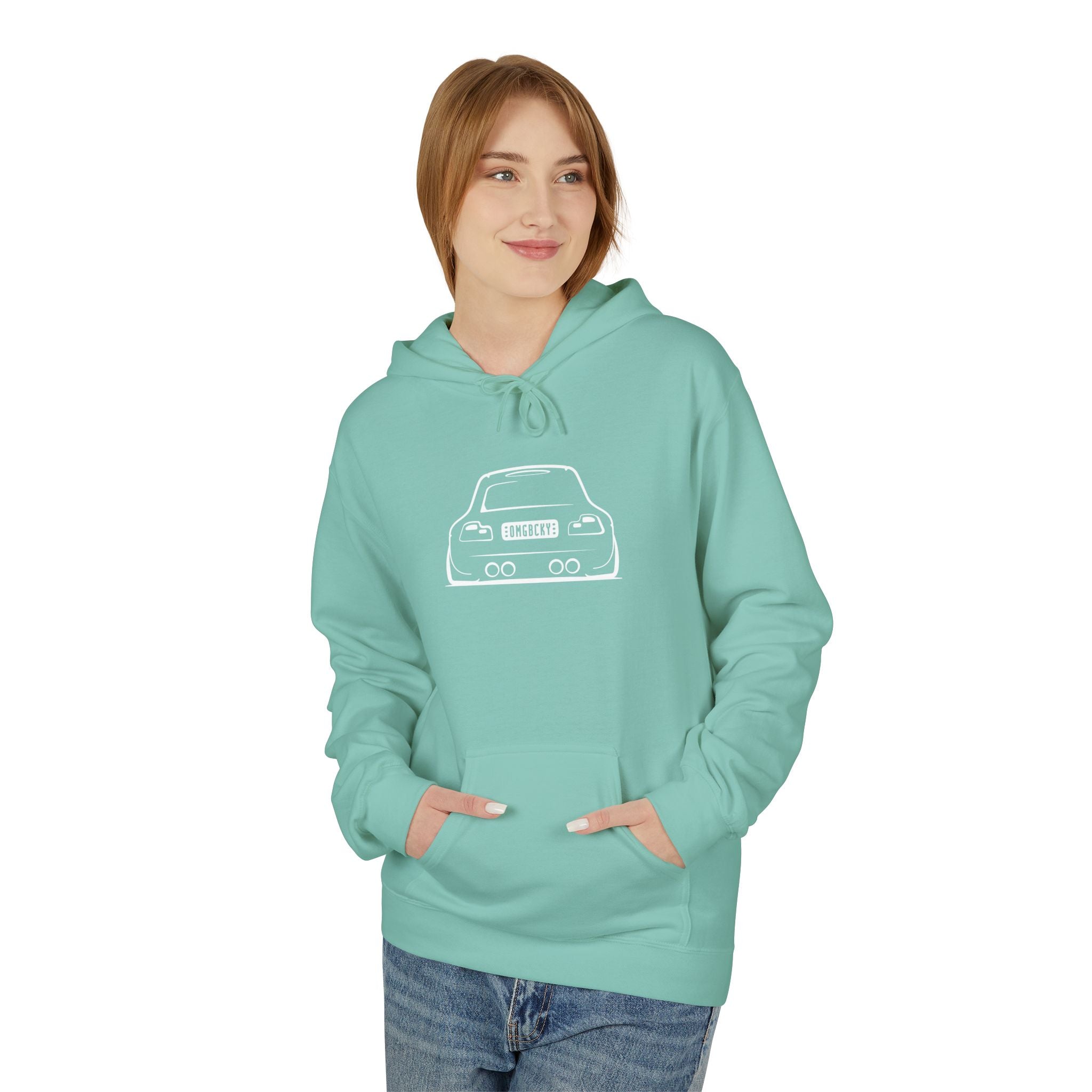 OMGBCKY White Coupe Silhouette Hoodie - Unisex Gildan Classic Softstyle Fleece Drawstring Hoodie