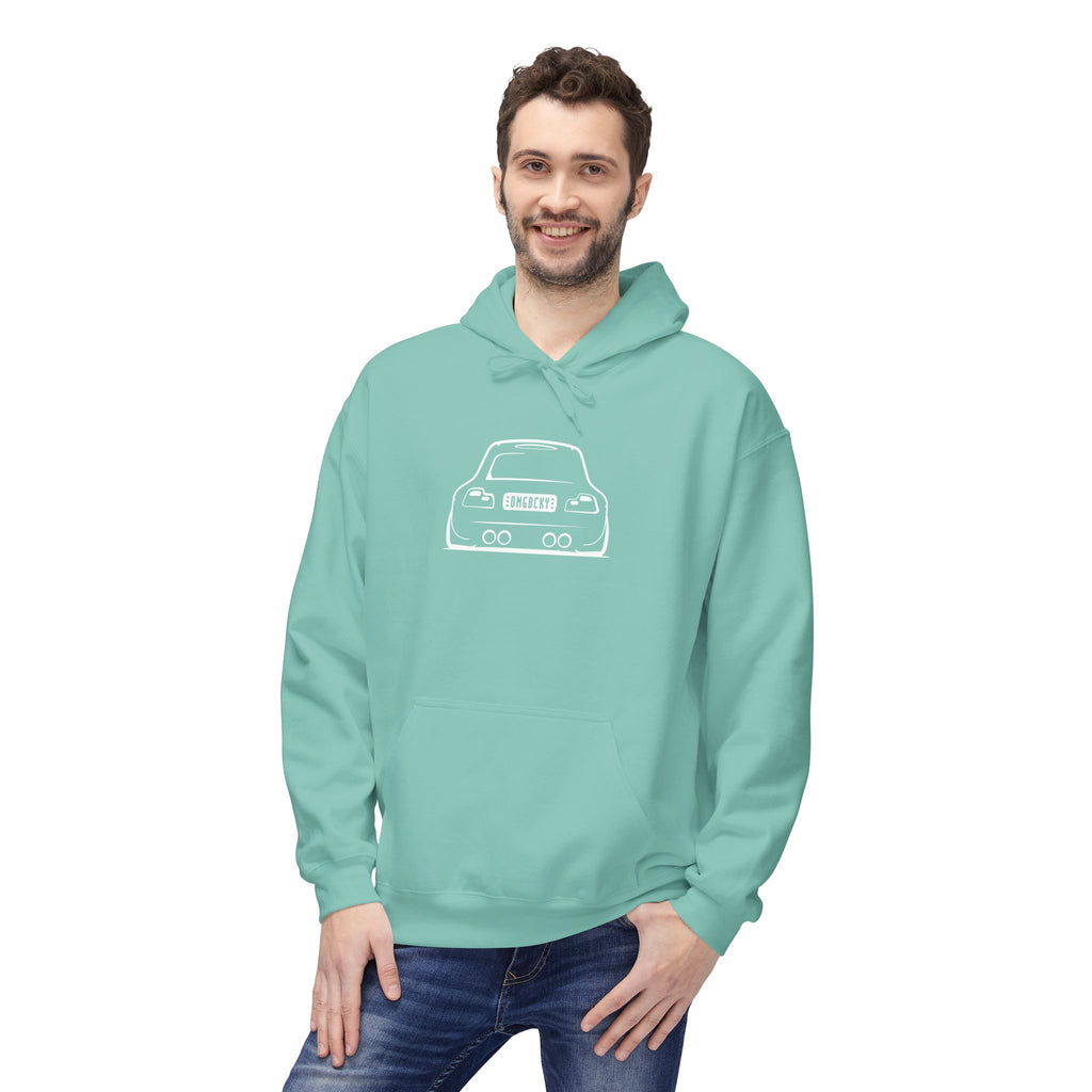 OMGBCKY White Coupe Silhouette Hoodie - Unisex Gildan Classic Softstyle Fleece Drawstring Hoodie