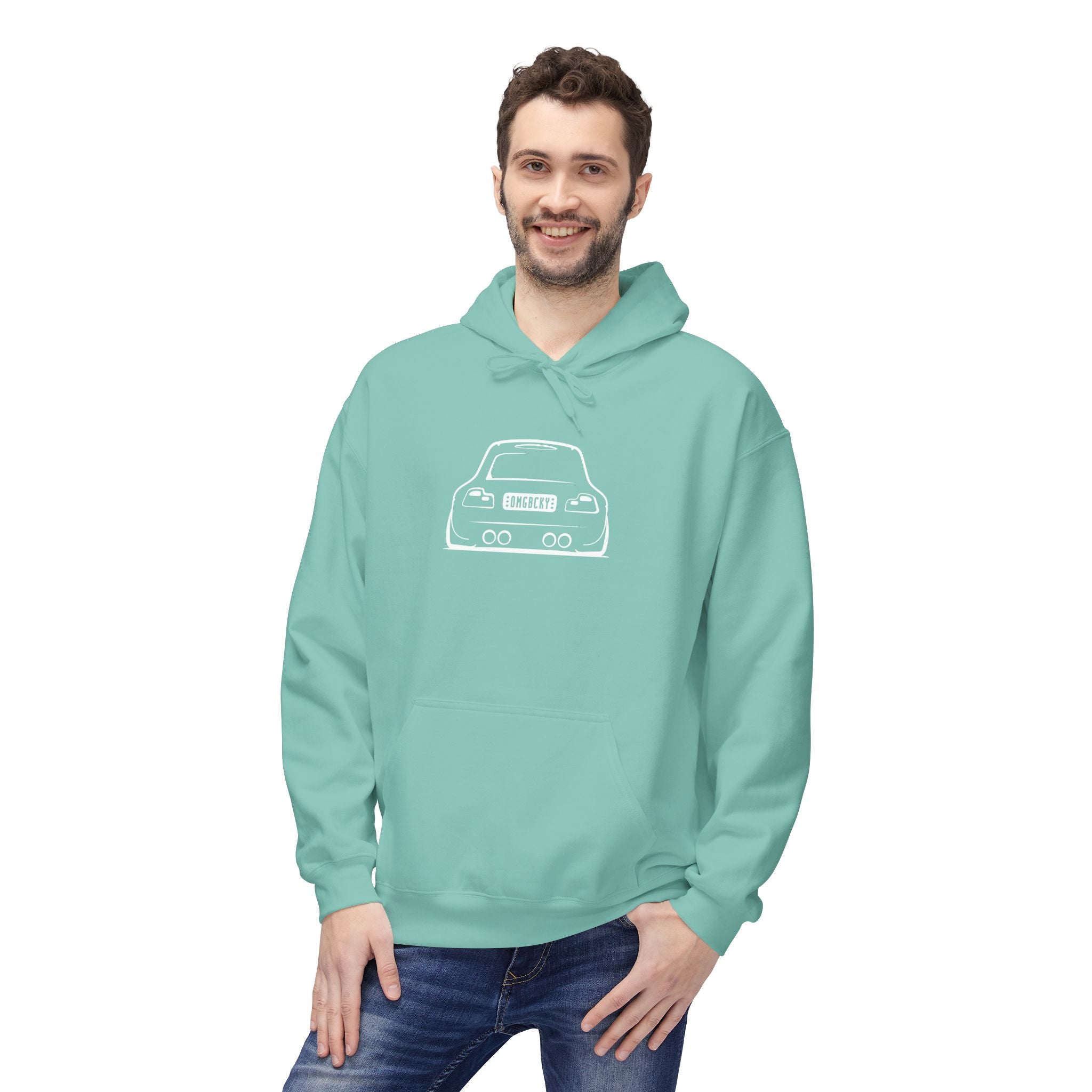 OMGBCKY White Coupe Silhouette Hoodie - Unisex Gildan Classic Softstyle Fleece Drawstring Hoodie