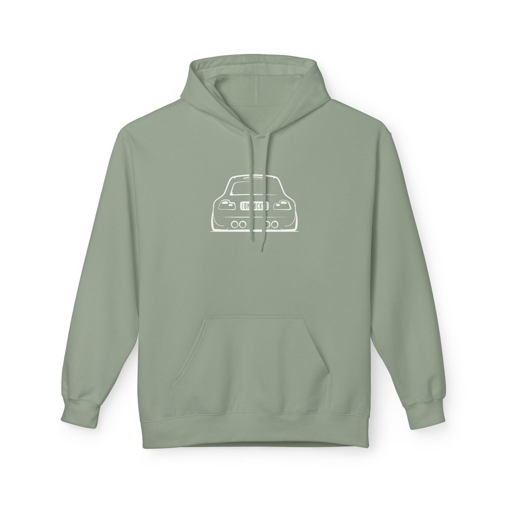 OMGBEKY White Coupe Silhouette Hoodie - Unisex Gildan Classic Softstyle Fleece Drawstring Hoodie