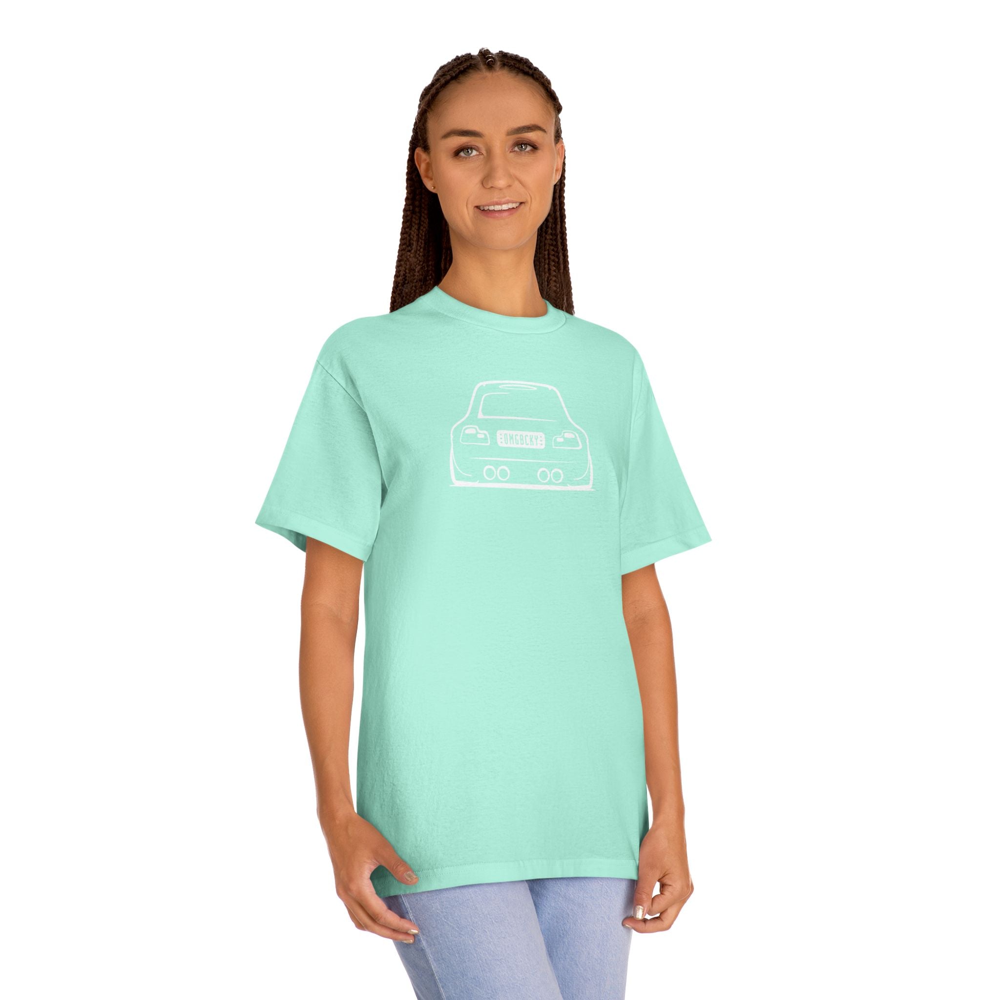 OMGBCKY White Coupe Silhouette Tee - Unisex American Apparel Classic T-Shirt