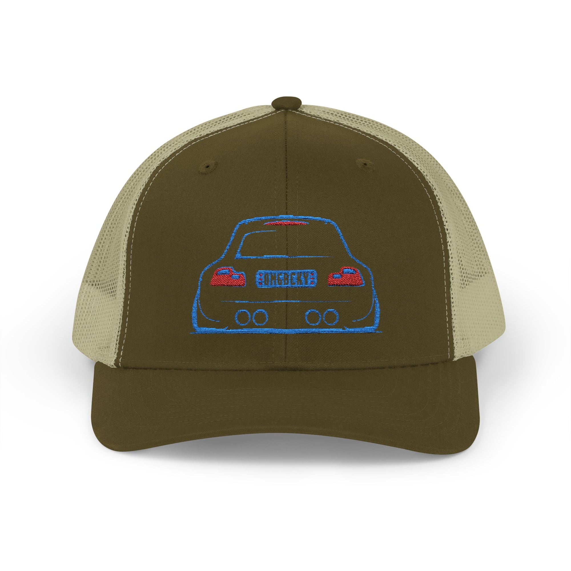 OMGBEKY Coupe Snapback Trucker Cap - Trucker Hat with Embroidered Car Design